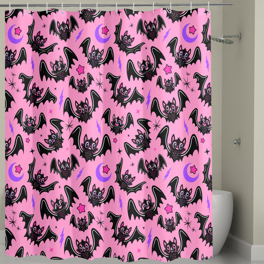 Oh Bats 24 BWPINKPRP Shower Curtain