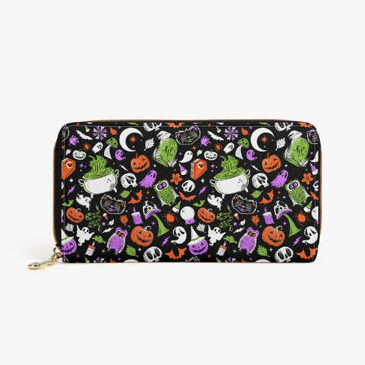 It's Spooky Season Orchid, Palm, Orange Zipper Wallet