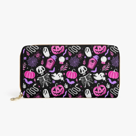 Everything Halloween 2022 Black, White, Pink, Purple Zipper Wallet