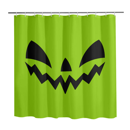 Jack-o-Lantern Face Green Spooky Halloween Shower Curtain