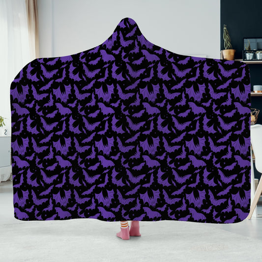 Batty Bats 2023 Black Purple Hooded Blanket