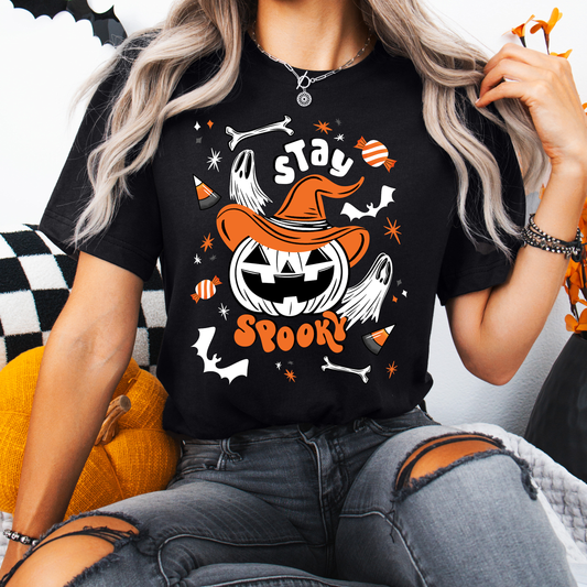 Stay Spooky Cute Pumpkin Witch BWO Unisex Jersey T-Shirt