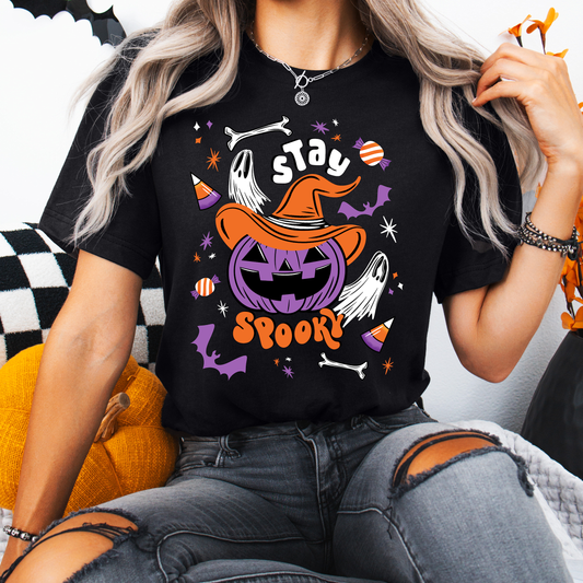 Stay Spooky Cute Pumpkin Witch BWOP Unisex Jersey T-Shirt