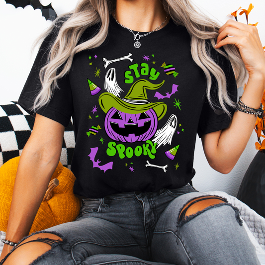 Stay Spooky Cute Pumpkin Witch BWGP Unisex Jersey T-Shirt