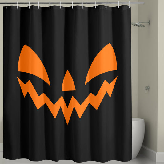 Jack-o-Lantern Face Black Orange Spooky Halloween Shower Curtain