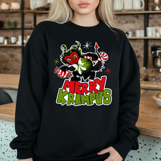 Merry Krampus Spooky Creepmas Crewneck Pullover Sweatshirt