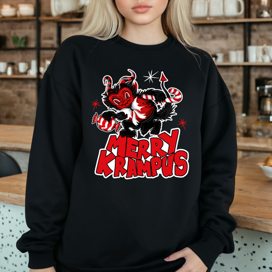 Merry Krampus Spooky Creepmas Crewneck Pullover Sweatshirt