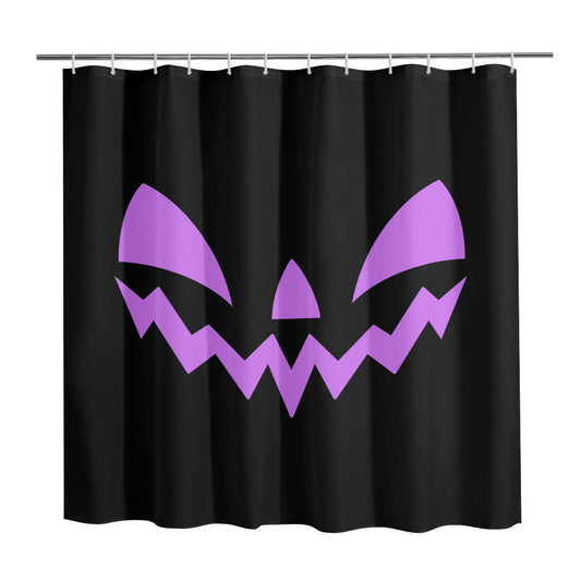 Jack-o-Lantern Face Black Purple Spooky Halloween Shower Curtain