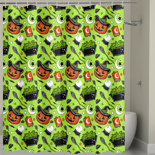 Pumpkin Witch 24 BWOGRN Shower Curtain