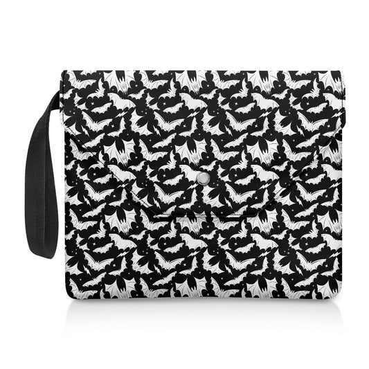 Batty Bats BW Spooky Gothic Halloween Book Kindle Planner Sleeve with Strap