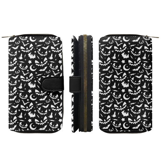 Fun Frights 24 BW Spooky Retro Halloween Double Compartment Wallet