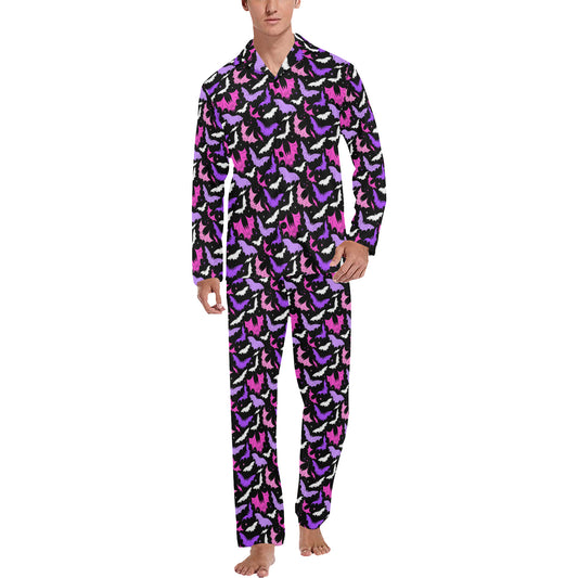 Batty Bats 22 Pink Purple Black Mens and Womens Long Sleeve Pajama Sets No Pockets