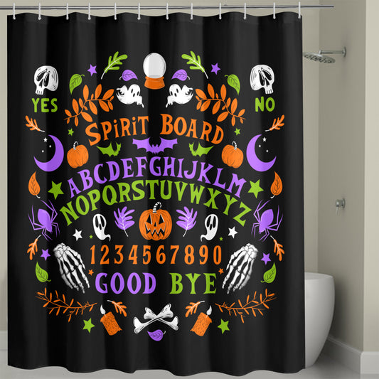 Spirit Board Black Orange Green Purple Spooky Shower Curtain