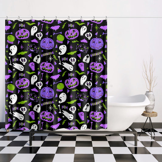 Halloween Ghouls 2020 Orchid Purple Palm Spooky Shower Curtain