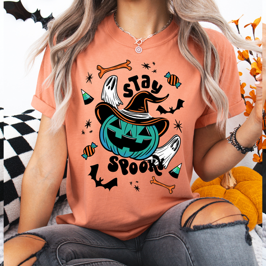 Stay Spooky Cute Pumpkin Witch BWOT Garment-Dyed T-Shirt