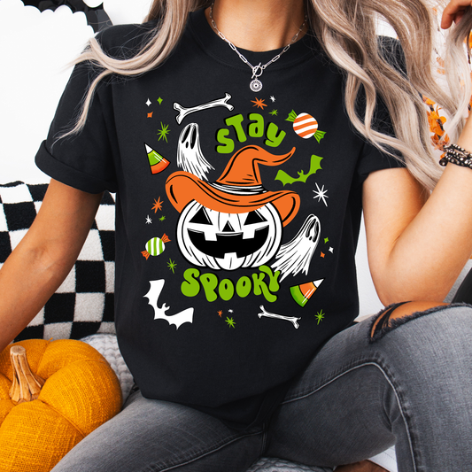 Stay Spooky Cute Pumpkin Witch BWOG Garment-Dyed T-Shirt