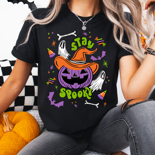 Stay Spooky Cute Pumpkin Witch BWOPG Garment-Dyed T-Shirt