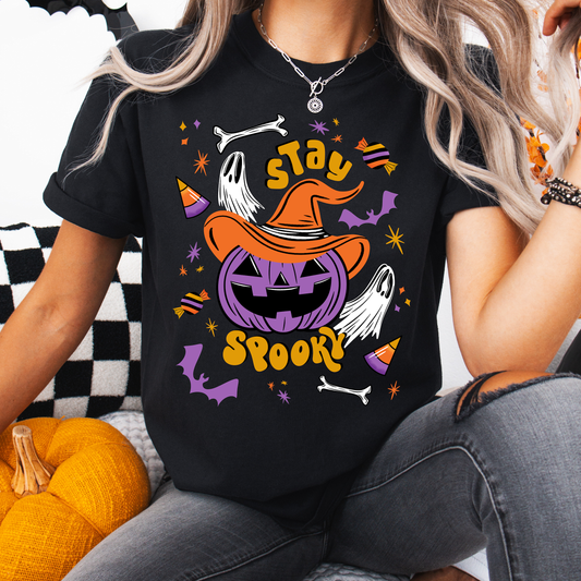 Stay Spooky Cute Pumpkin Witch BWPGLDO Garment-Dyed T-Shirt