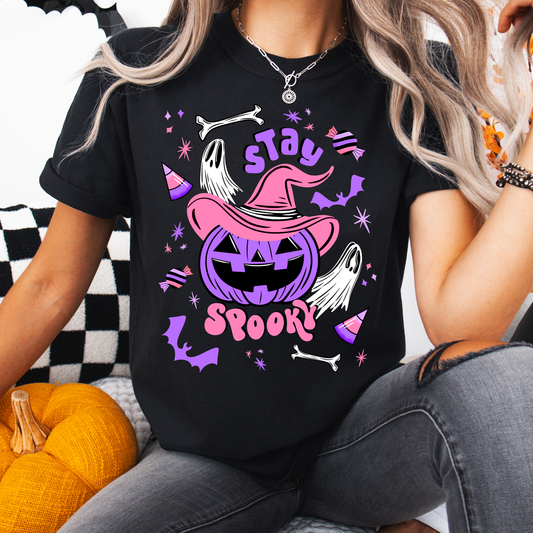 Stay Spooky Cute Pumpkin Witch BWPP Garment-Dyed T-Shirt