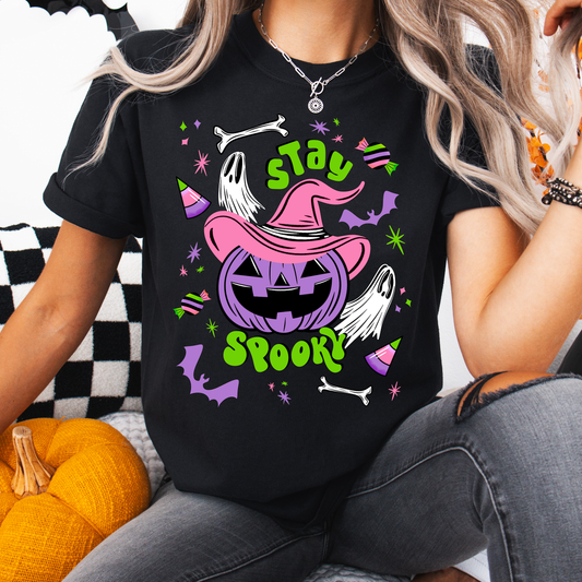 Stay Spooky Cute Pumpkin Witch BWPGPRP Garment-Dyed T-Shirt