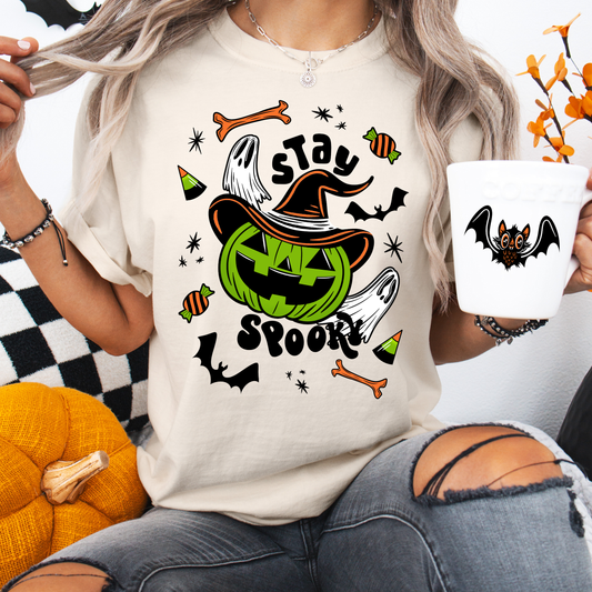 Stay Spooky Cute Pumpkin Witch BWOGRN Garment-Dyed T-Shirt