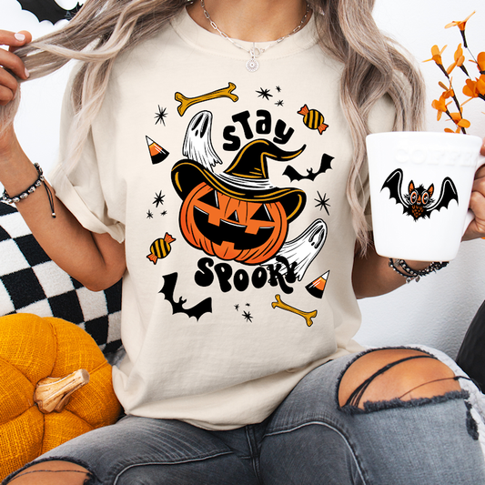 Stay Spooky Cute Pumpkin Witch BWOGLD Garment-Dyed T-Shirt