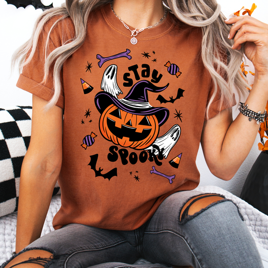 Stay Spooky Cute Pumpkin Witch BWOPUR Garment-Dyed T-Shirt