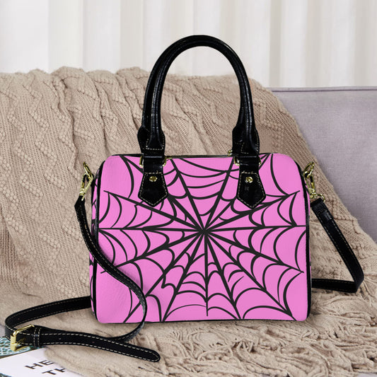 Spooky Gothic Spiderweb PNKB Boston Handbag Purse