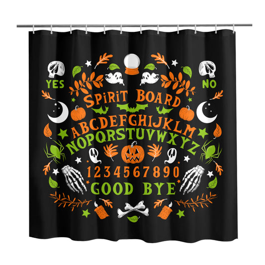 Spirit Board Black Orange Green Spooky Shower Curtain