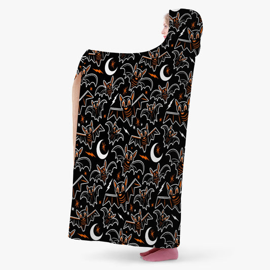 Oh Bats 2023 Black, Orange Hooded Blanket