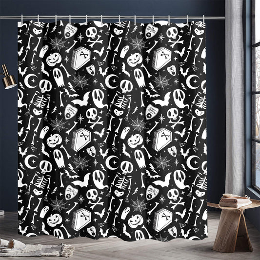 Dearly Departed 21 BW Spooky Shower Curtain