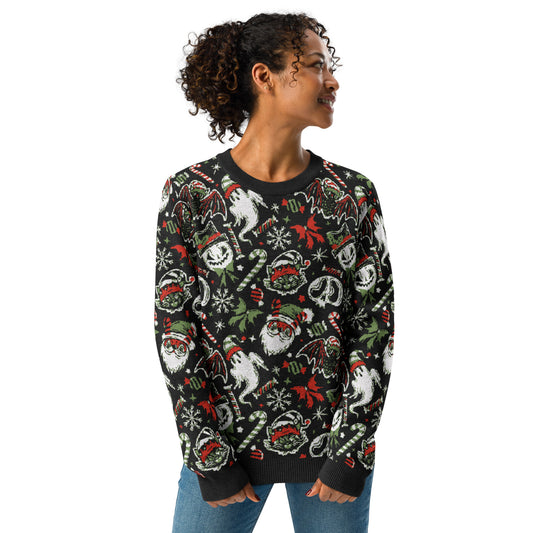 Creepmas Creeps Spooky Creepmas Creepy Christmas Knitted Classic Crewneck Knit Sweater