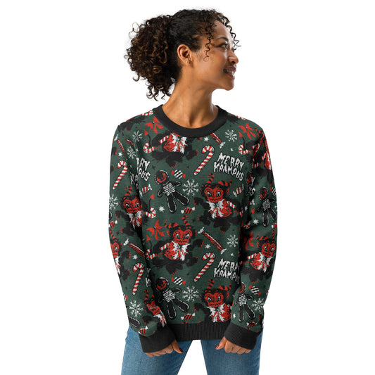 Krampus Spooky Creepmas Creepy Christmas Knitted Classic Crewneck Knit Sweater