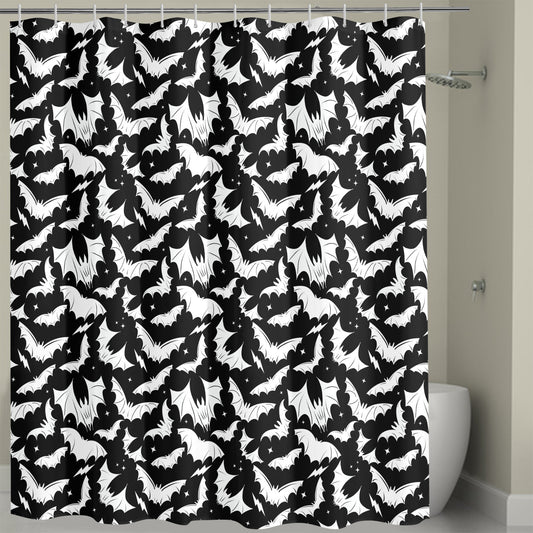 Batty Bats 23 Gothic BW Shower Curtain