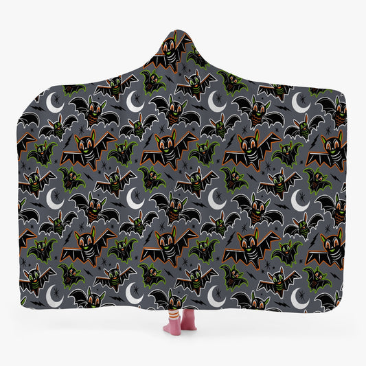 Oh Bats 2023 Gray Orange Chartreuse Hooded Blanket