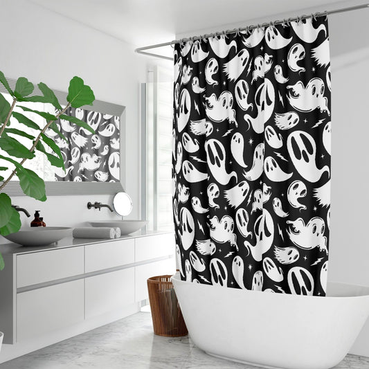 Ghosties 2023 BW Spooky Shower Curtain