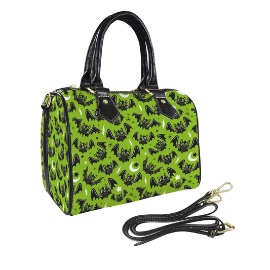 Oh Bats 24 Green Black Gothic Handbag Faux Leather Shoulder Purse