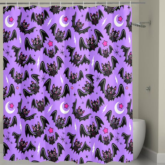 Oh Bats 24 BWLAVPINK Shower Curtain