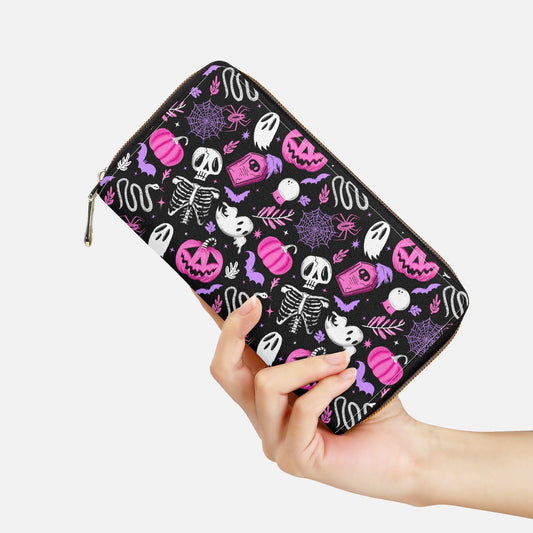 Everything Halloween 2022 Black, White, Pink, Purple Zipper Wallet