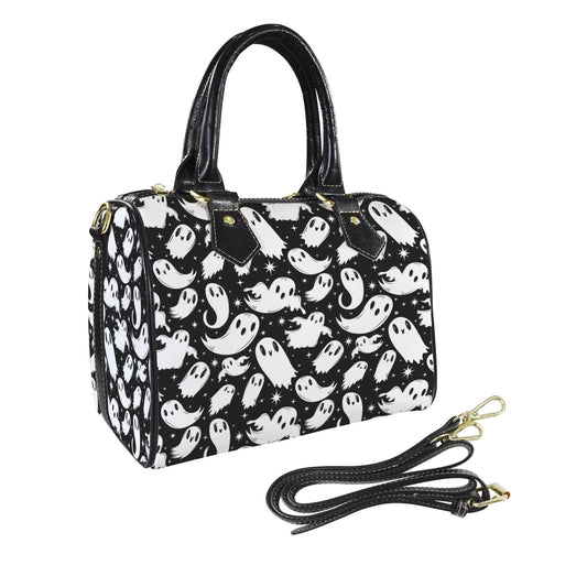 Ghosties Black White Gothic Handbag Faux Leather Shoulder Purse