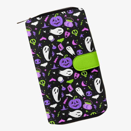 Halloween Magick Magenta, Purple Chartreuse Faux Leather Wallet