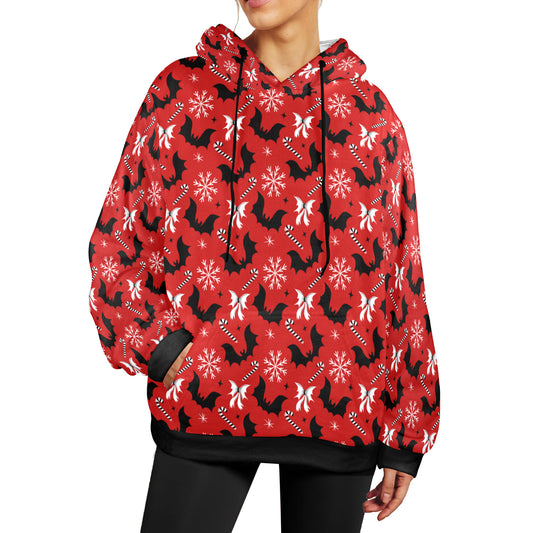 Bats and Bows Red Soft Fleece Hoodie Sweatshirt