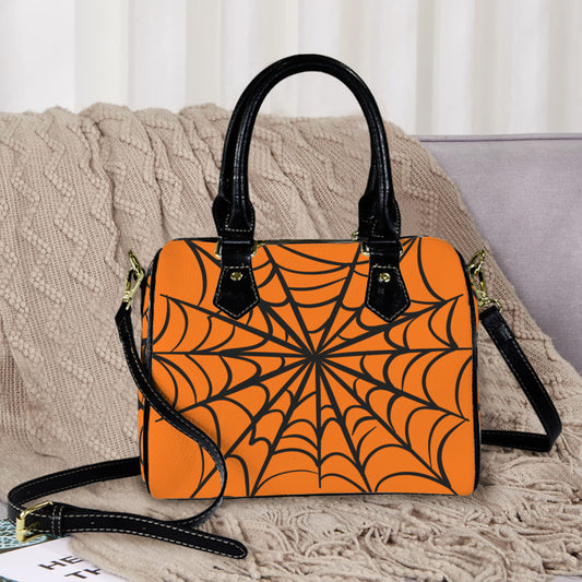 Spooky Gothic Spiderweb ORNGB Boston Handbag Purse