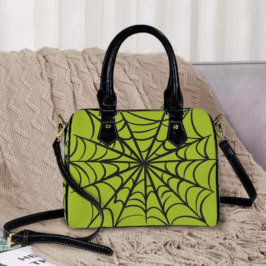 Spooky Gothic Spiderweb GRNB Boston Handbag Purse