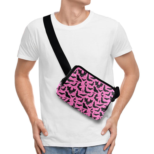 Batty Bats 23 Pink Crossbody Waist Fanny Pack Bag