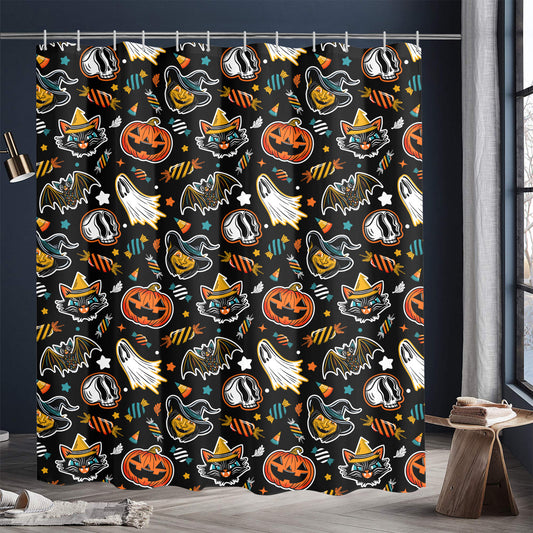 Trick or Treat 24 BWOTGLD Shower Curtain