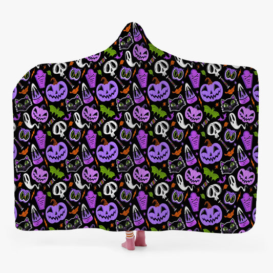 The Creeps 2023 Purple Orchid Chartreuse Orange Hooded Blanket