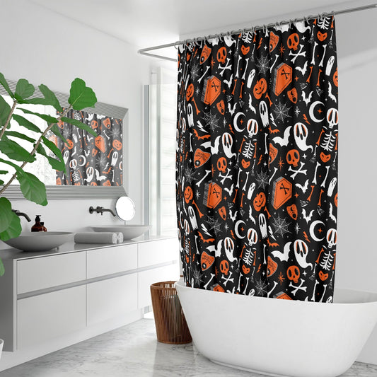 Dearly Departed 2021 Black, White, Orange Shower Curtain