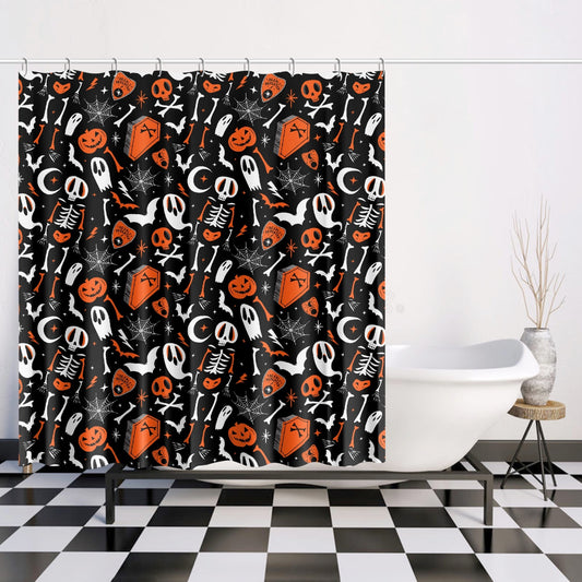 Dearly Departed 2021 Black, White, Orange Shower Curtain