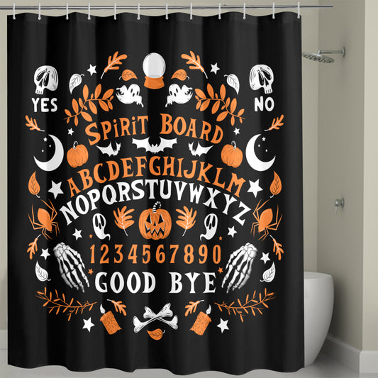 Spirit Board Black Orange Spooky Shower Curtain